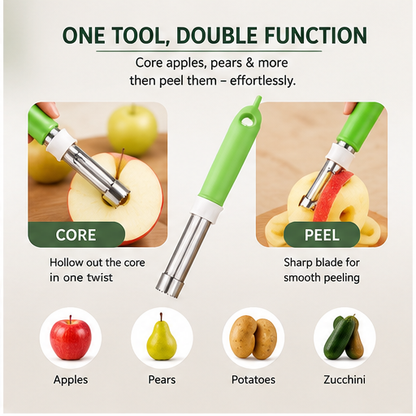 50% OFF 2-in-1 Apple Corer & Peeler Tool | Stainless Steel