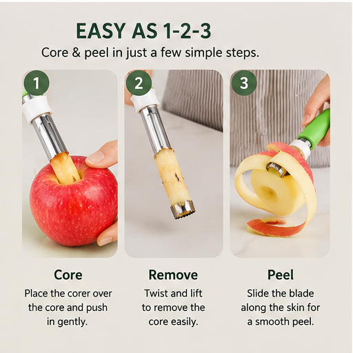 50% OFF 2-in-1 Apple Corer & Peeler Tool | Stainless Steel