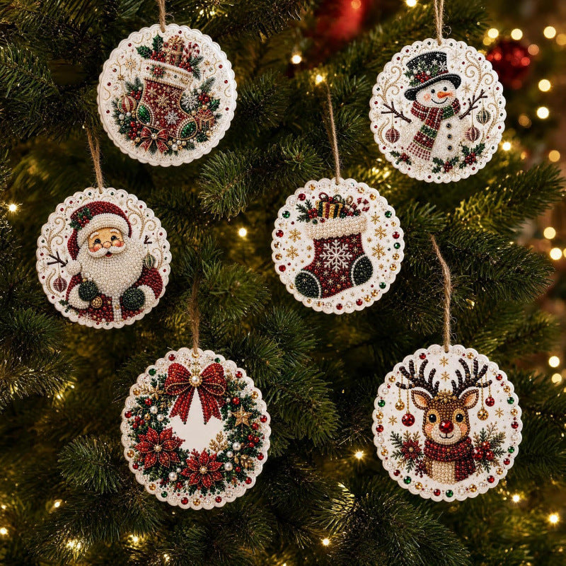 🎄 50% OFF 6-Piece DIY Diamond Art Christmas Ornament Kit