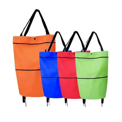 Shopping bag with wheels, foldable small trolley for groceries, portable, large-capacity women's bag for home use