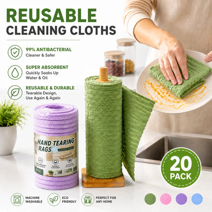 🔥 50% OFF Tearable Reusable Cleaning Cloth Roll 🧽 Washable & Super Absorbent for Kitchen & Home