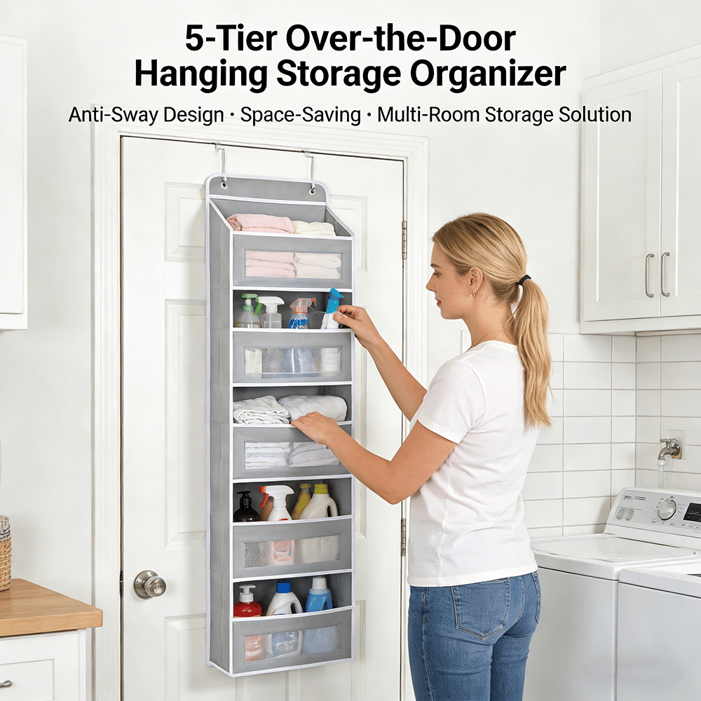 🧺 5-Tier Over-the-Door Hanging Storage Organizer