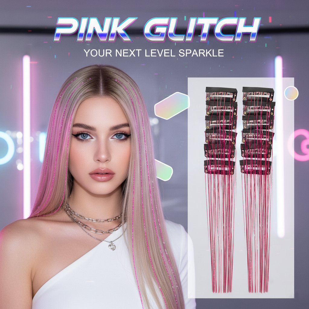 🔥Last Day50%OFF ✨Clip-in Tinsel Hair Extensions (12 tablets) box