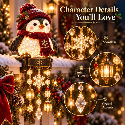 ✨ Lighted Christmas Porch Railing Hanging Characters with Cascading LED Ornaments 🎄
