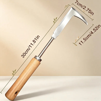 Stainless Steel Crevice Weeder with Ergonomic Wooden Handle – Manual Weed Remover for Patio, Pathways & Yard