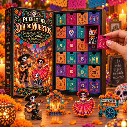 🌺 Día de los Muertos 24-Day Heritage Village Advent Calendar | Hand-Painted Mexican Keepsake 💀