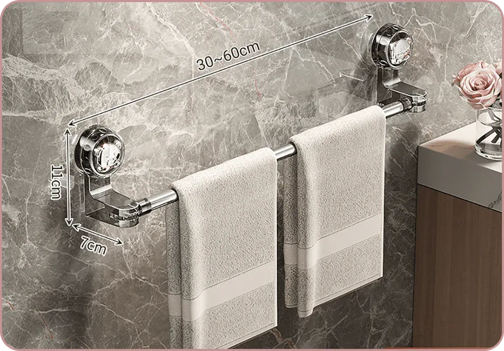 🛁 50% OFF Adjustable No-Drill Towel Bar – Extendable Suction Rack for Bathrooms & Kitchens