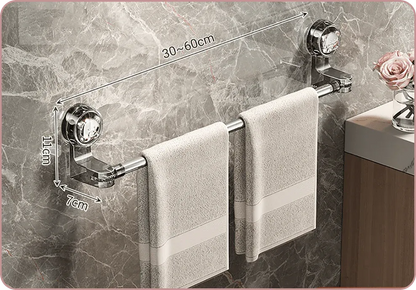 🛁 50% OFF Adjustable No-Drill Towel Bar – Extendable Suction Rack for Bathrooms & Kitchens