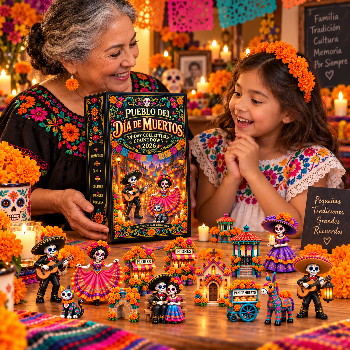 🌺 Día de los Muertos 24-Day Heritage Village Advent Calendar | Hand-Painted Mexican Keepsake 💀
