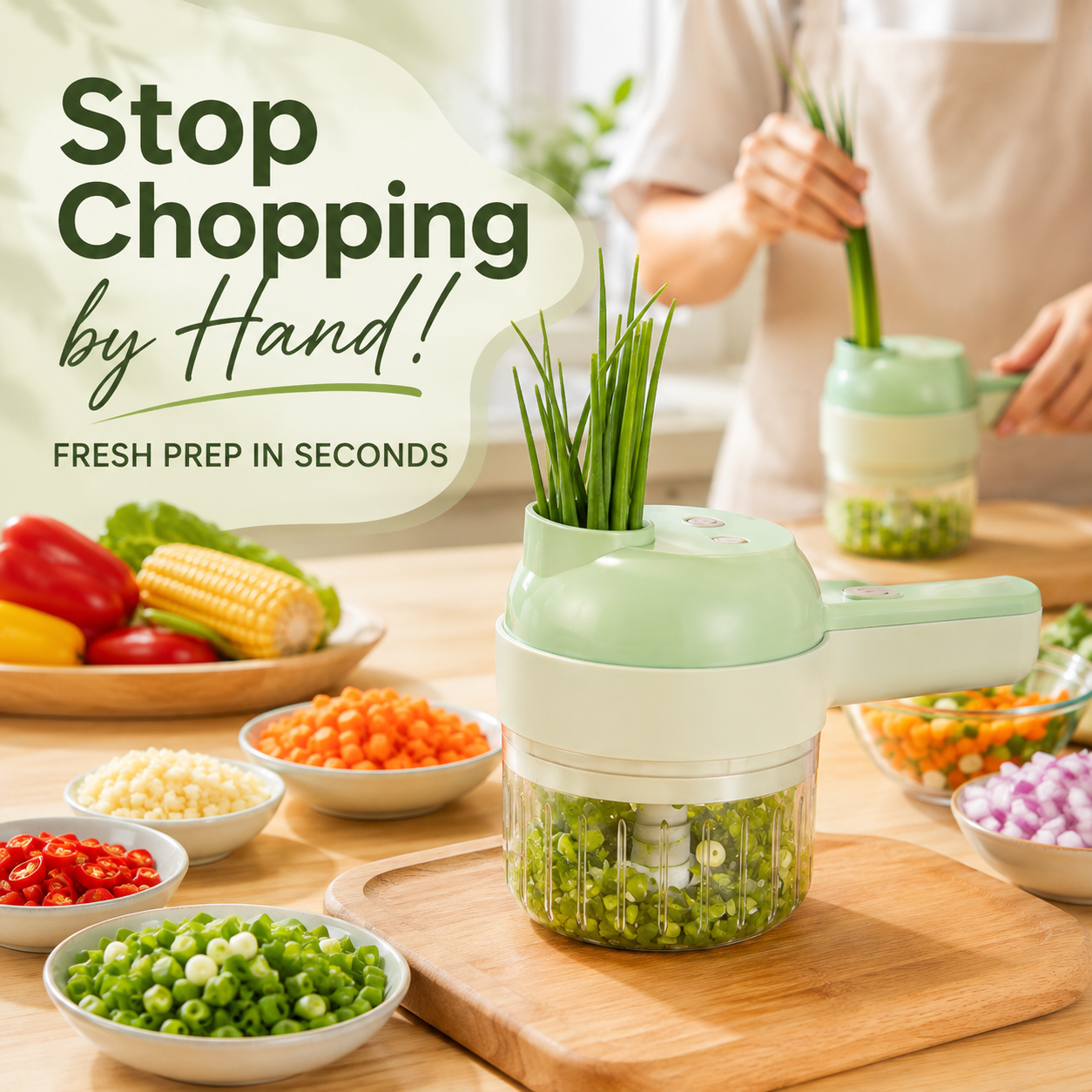 🔥 50% OFF 4-in-1 Electric Vegetable Cutter ⚡ Slice, Mince, Peel & Clean in Seconds