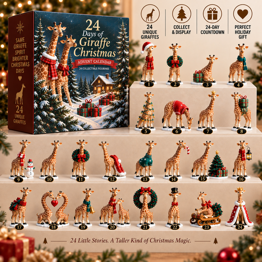 🔥 50% OFF 🎄 24-Day Giraffe Christmas Advent Calendar – 24 Festive Collectible Characters