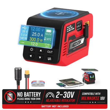 ⚒️Adjustable DC Power Hub for Milwaukee M18 Batteries | XT60, USB-C & Wireless Charging⚒️