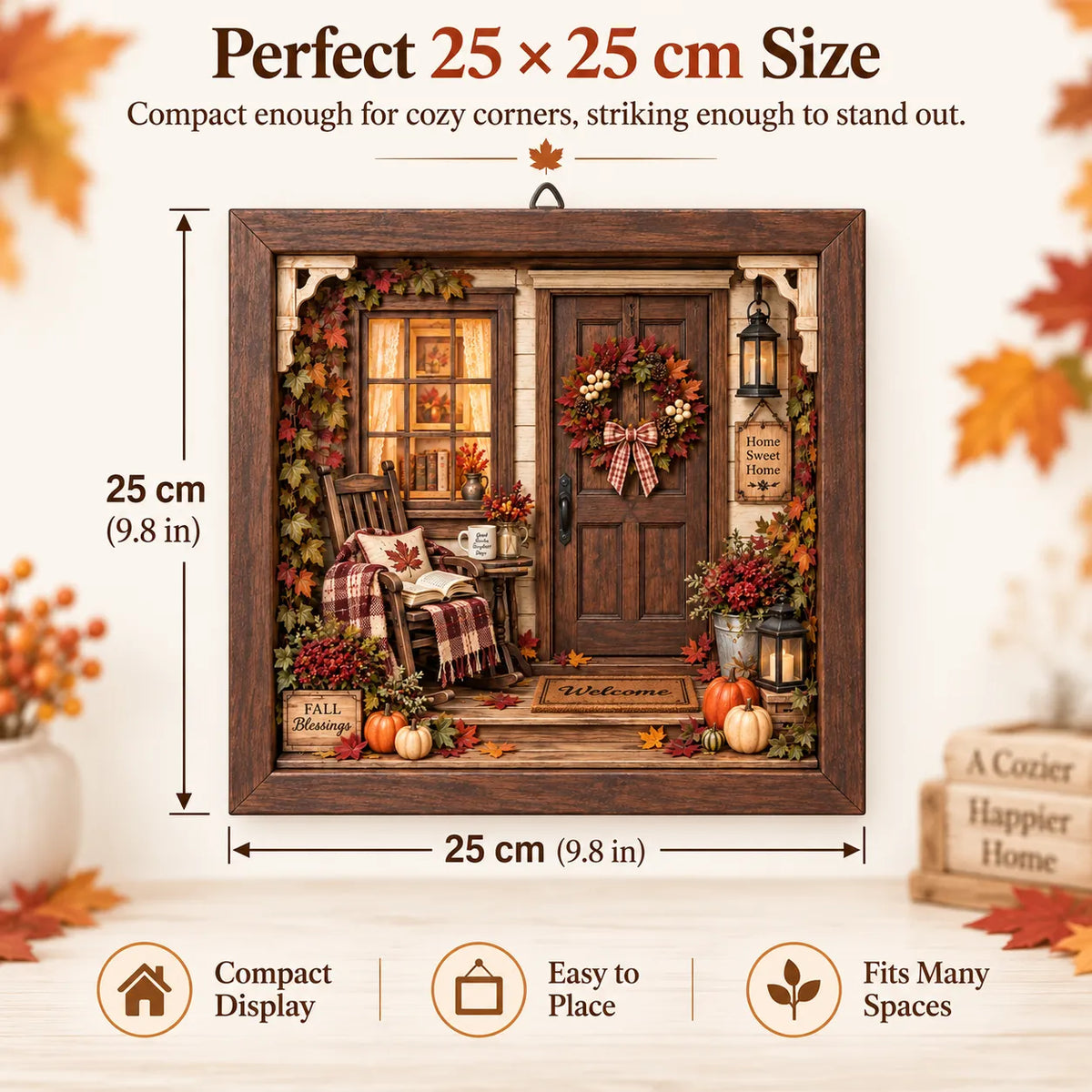 🍂 Autumn Reading Porch DIY 3D Wooden Shadow Box Craft Kit for Fall Decor 📚