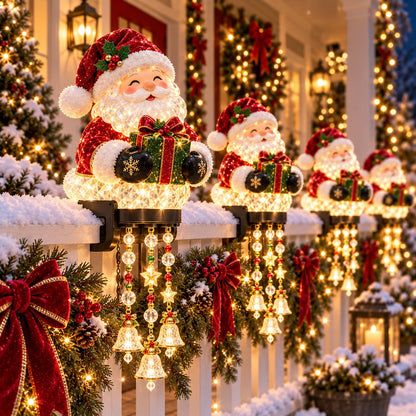 ✨ Lighted Christmas Porch Railing Hanging Characters with Cascading LED Ornaments 🎄
