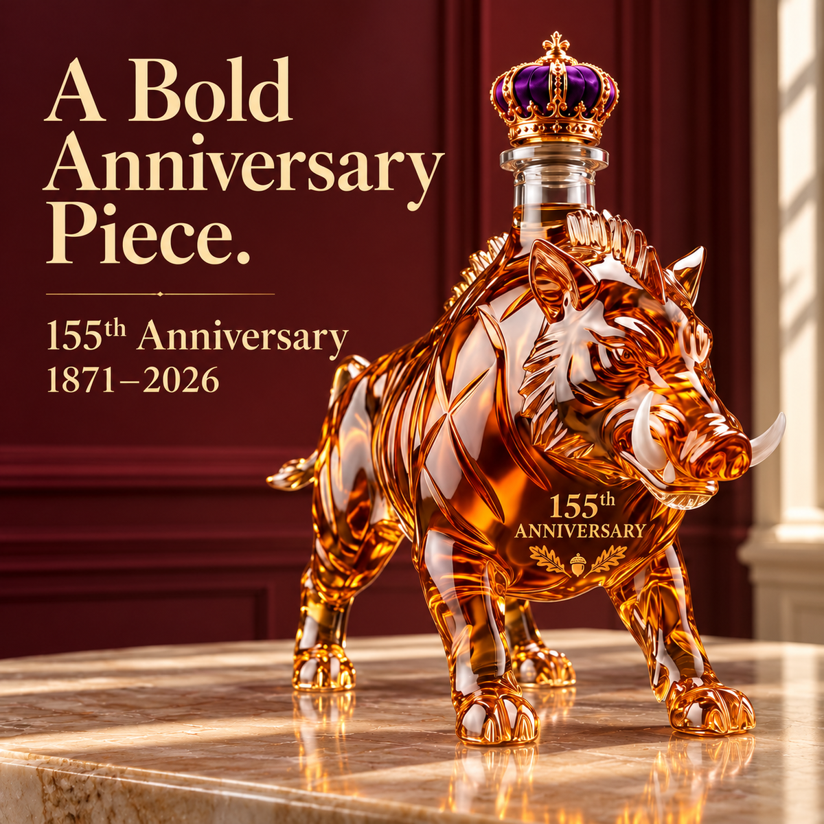 🥃🐗 Wild Boar 155th Anniversary Whiskey Decanter – 1871–2026 Commemorative Edition