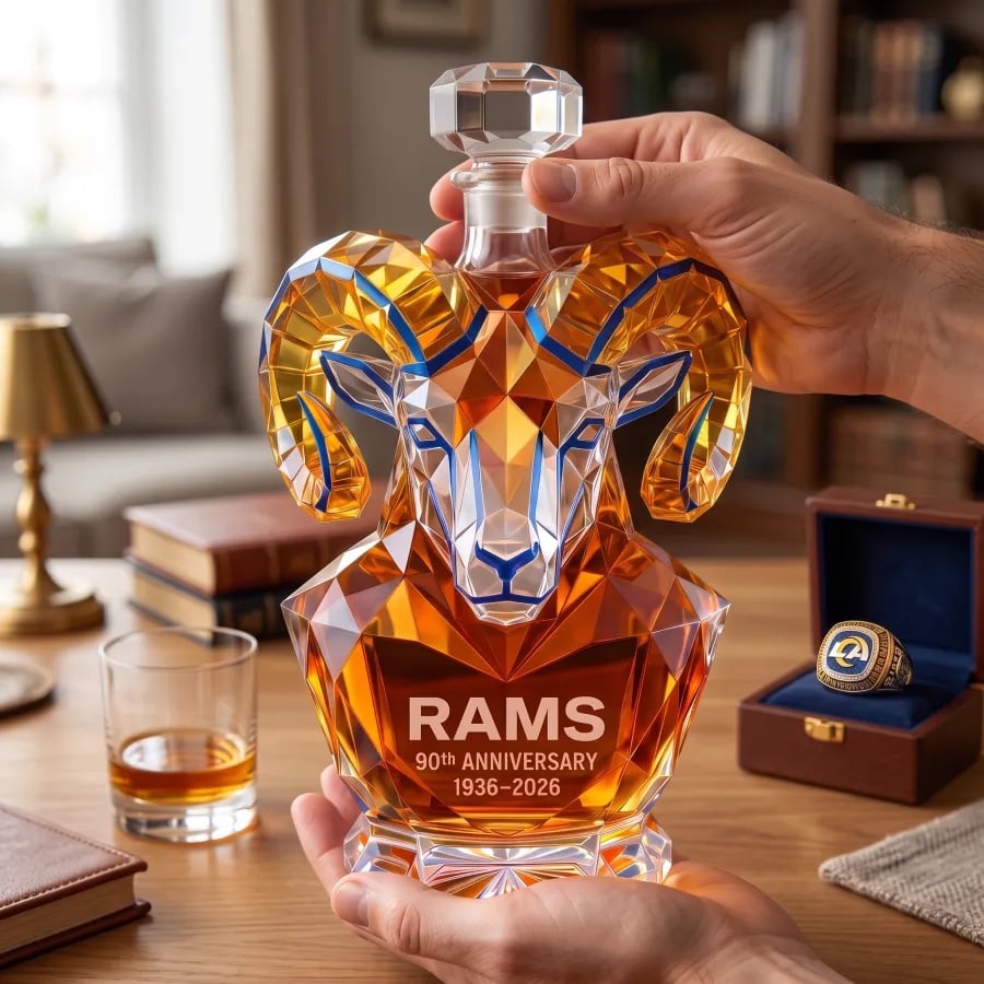 Los -Angeles- Rams 90th Anniversary Sculpted Collector's Decanter