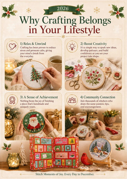 🔥 Last Day 50% OFF - 🎄🧵 2026 Cross Stitch Advent Calendar Box | 24 Days of Stitching Surprises for a Magical December 🎁 ✨