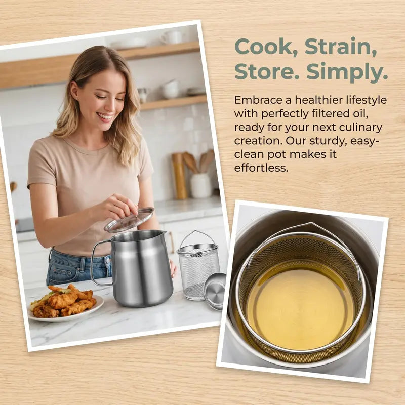 304 Stainless Steel Deep Fryer Pot Set - Durable, Compact Household Kitchen Supplies 🥘