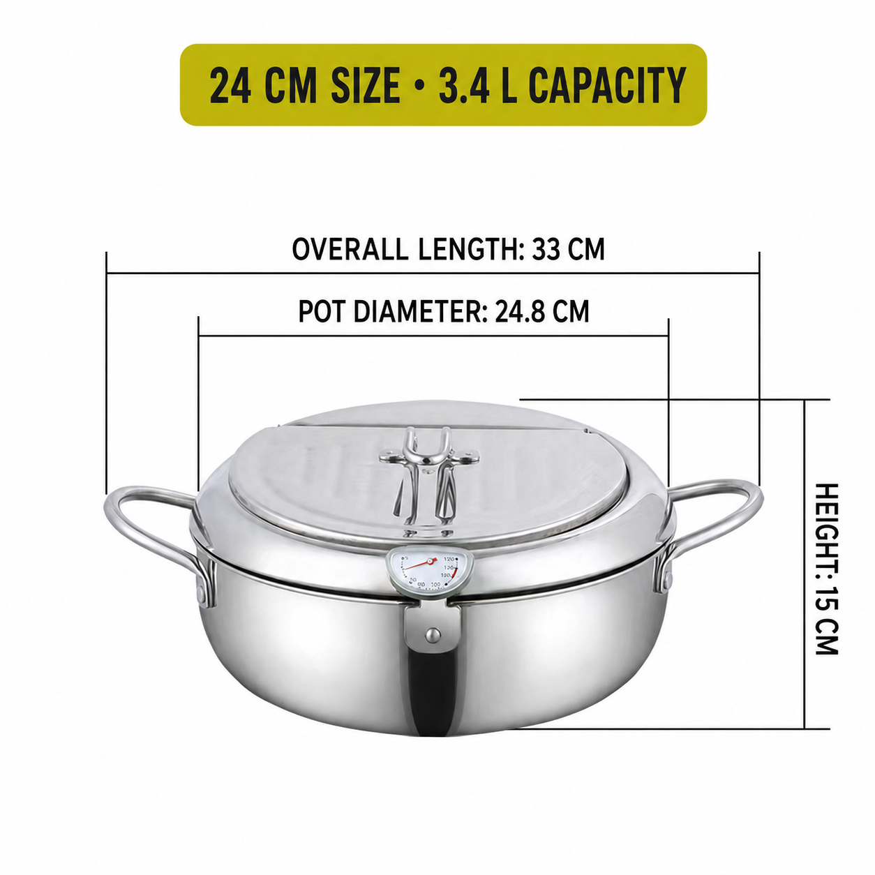 🍤 304 Stainless Steel Japanese Tempura Fryer Pot – Mini Deep Frying Pan with Thermometer & Oil Drain Rack