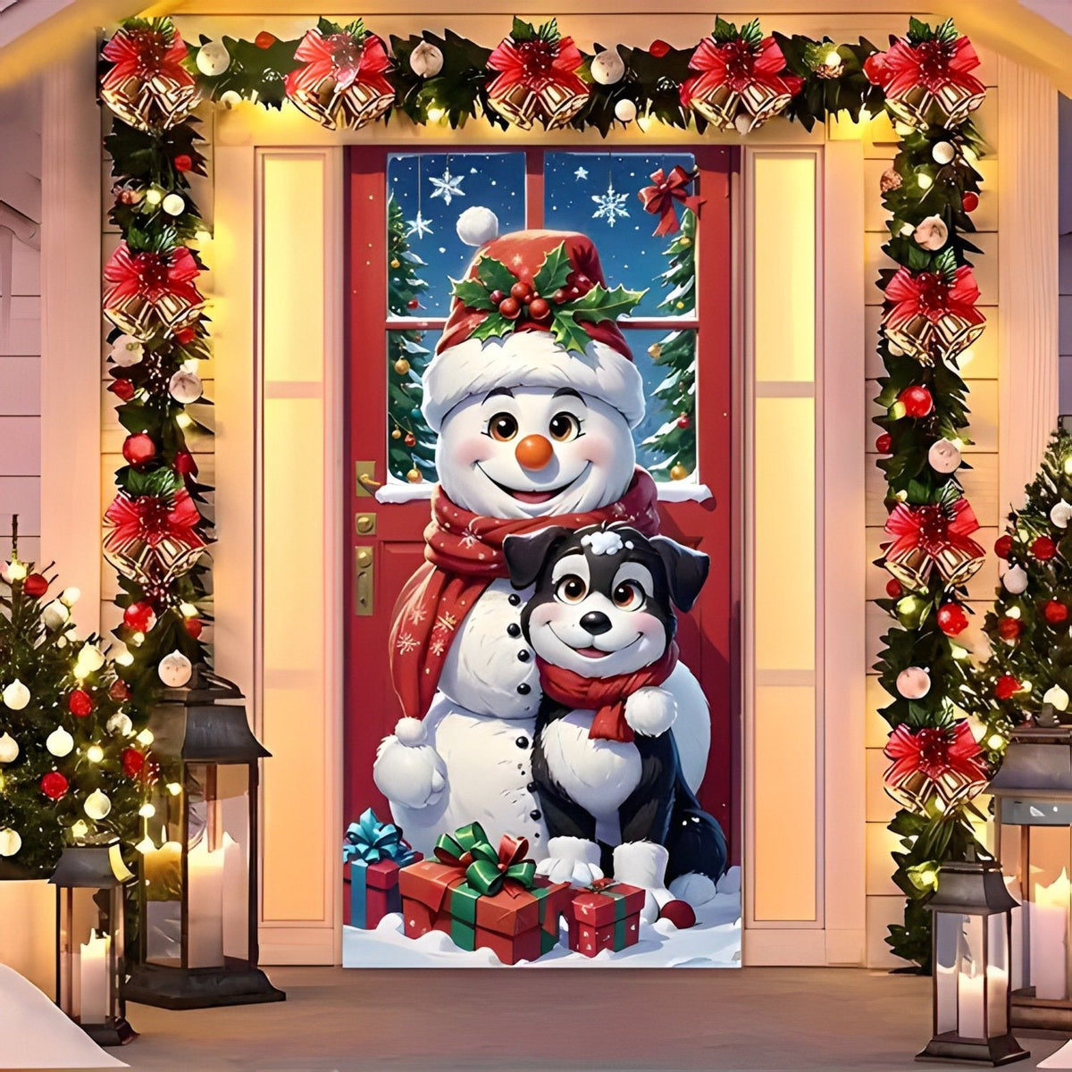 🎅 🚪Santa & Reindeer Christmas Door Cover