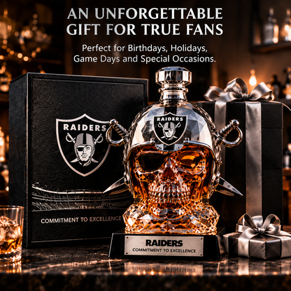 💀 Football Skull Decanter 🏈 750mL Game-Day Home Bar Display
