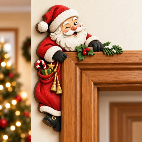 🎅Christmas Peekaboo Door Frame Corner Decor丨Size: 20 cm🎄