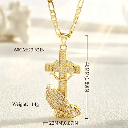 ✨ 50% Cross & Prayer Hands Pendant Necklace✝️
