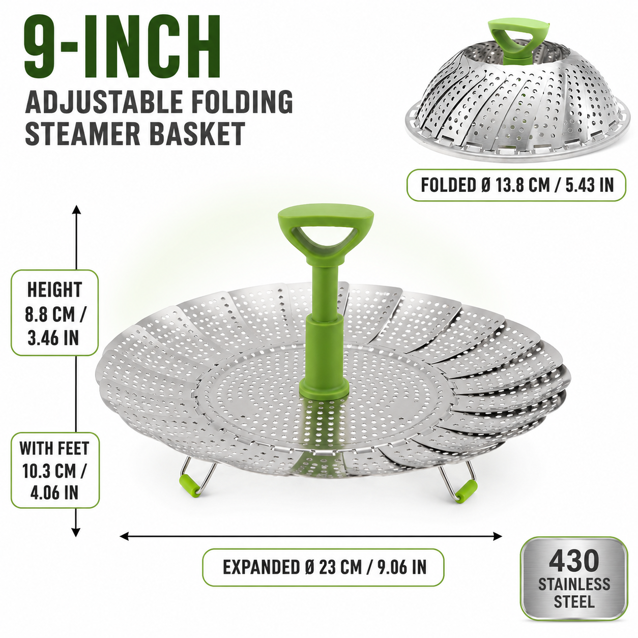 🥦 48% OFF 3-in-1 Adjustable Folding Steamer Basket ✨ Steam, Rinse & Serve with Ease