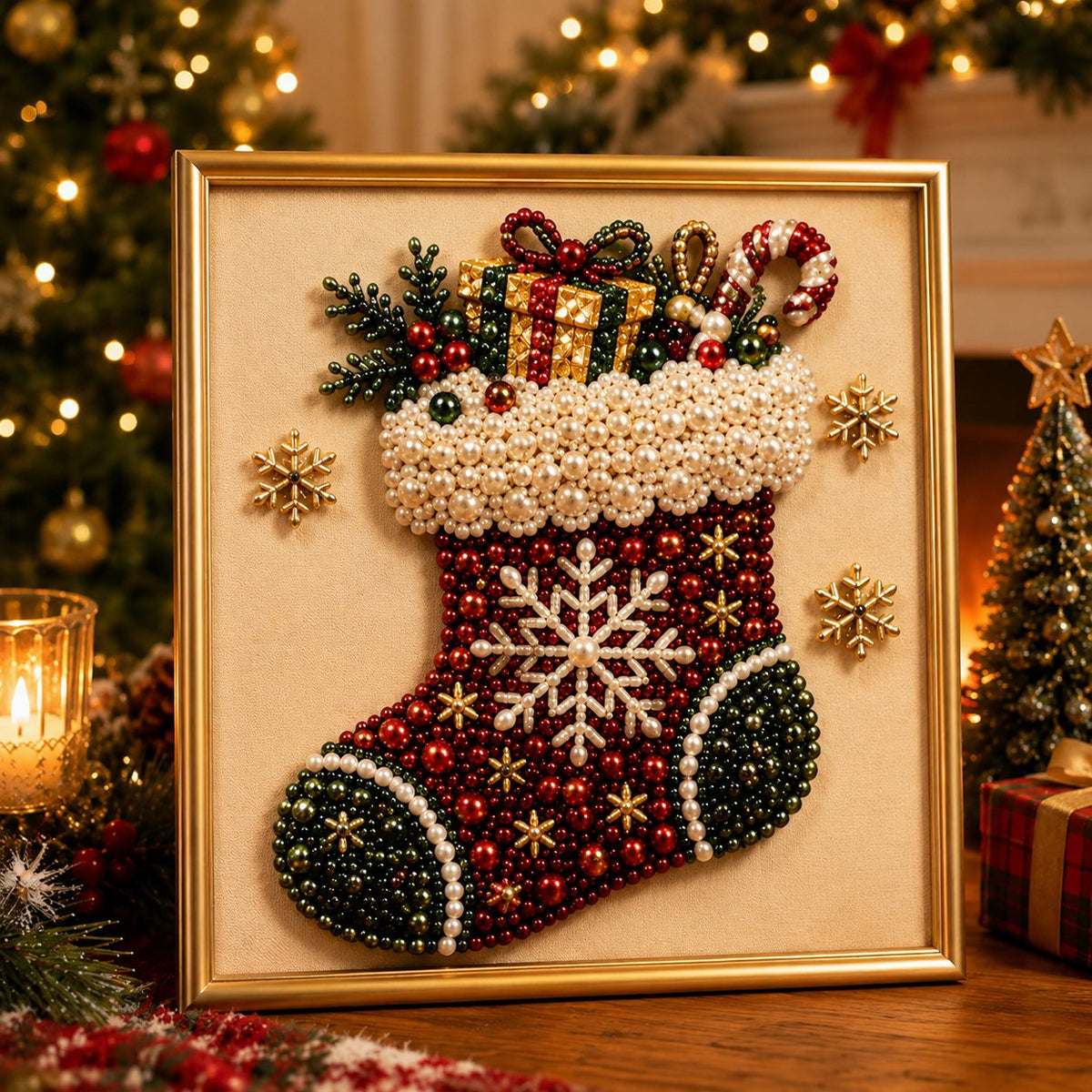 ✨ 3D Christmas Shimmering Pearl Art Diamond Painting DIY Craft Kit 🎄