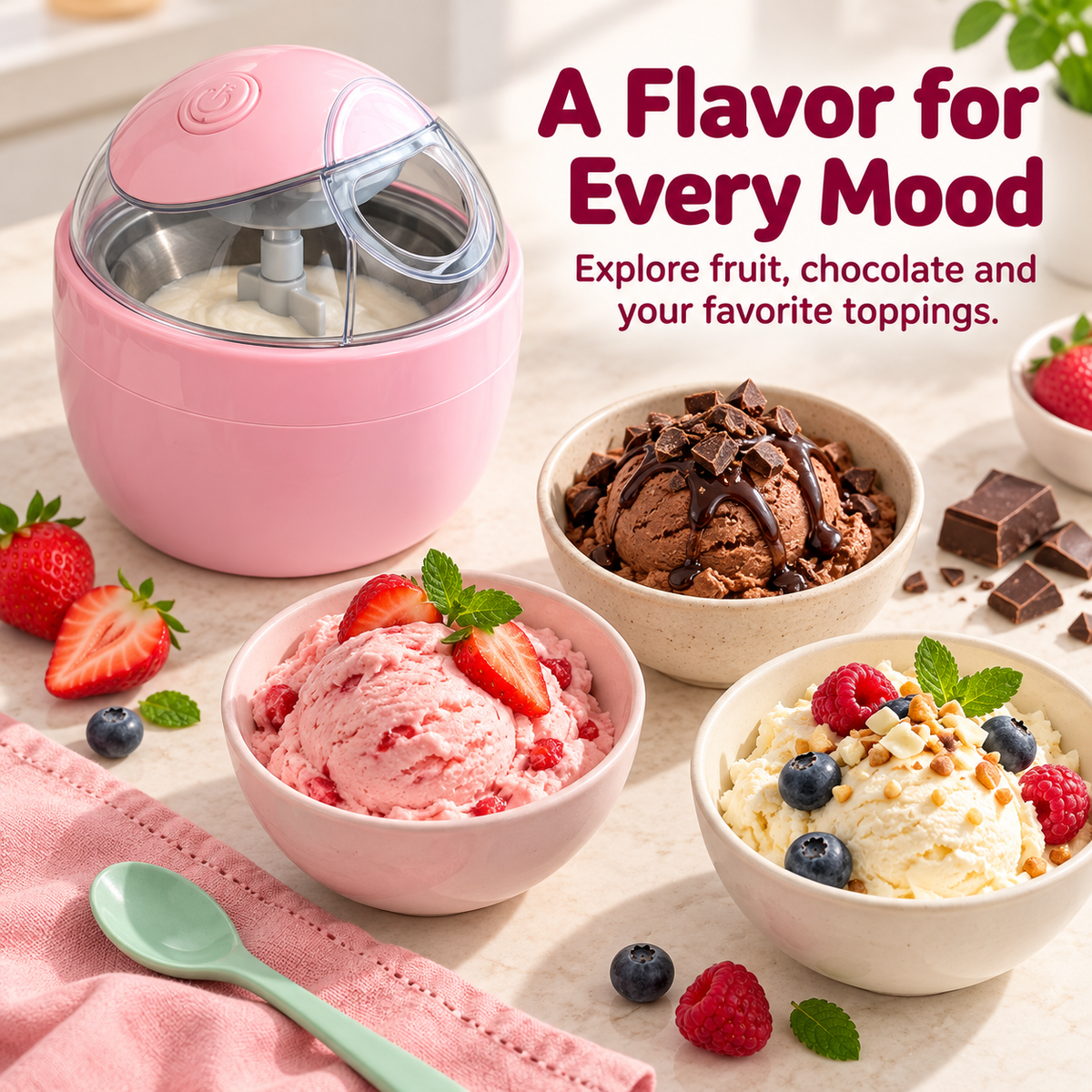 🍓 Mini Ice Cream Maker – Create Your Own Delicious Frozen Treats at Home! 🍨💕