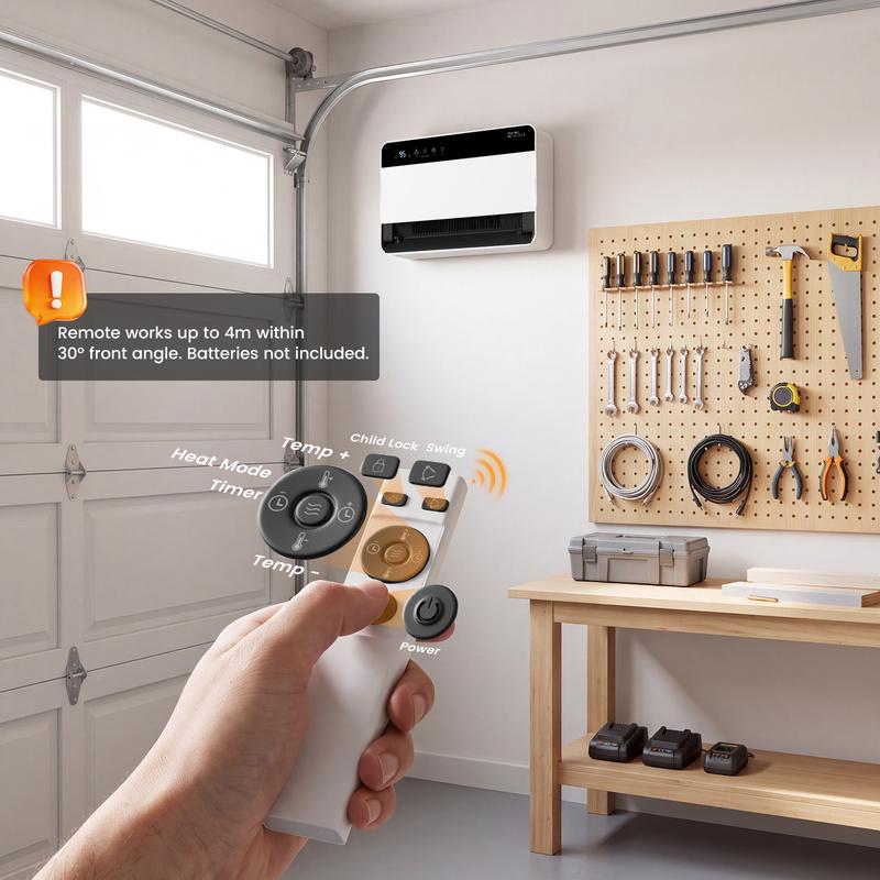 🔥 1500W Wall-Mounted Electric Heater 🏠 60° Swing & Remote Control