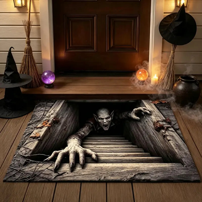 🎃 Festive 3D Visual Skull & Clown Horror Rug