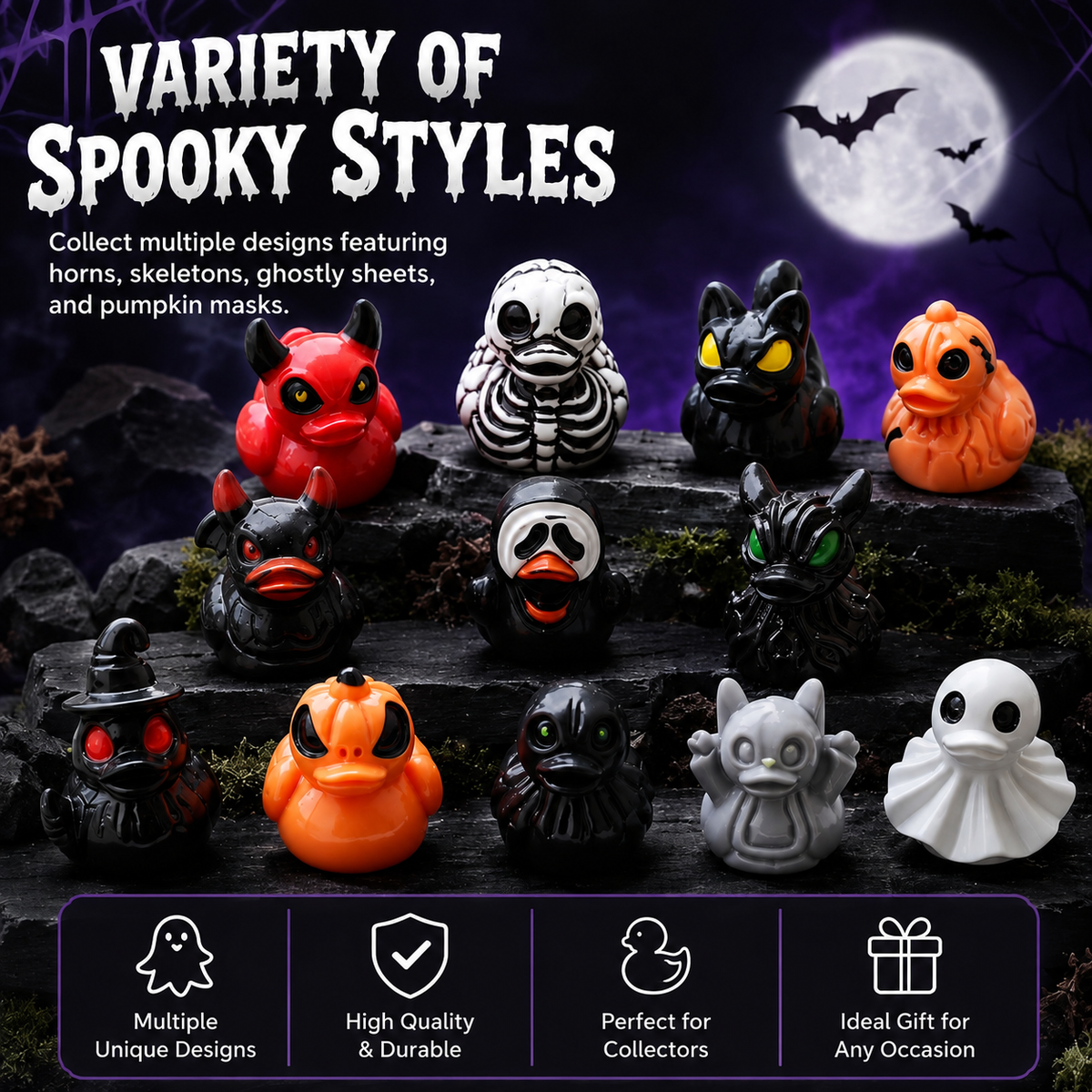 ✨ 50% Mini Demon Ghost Skull Resin Duck Desktop Decoration Item👻