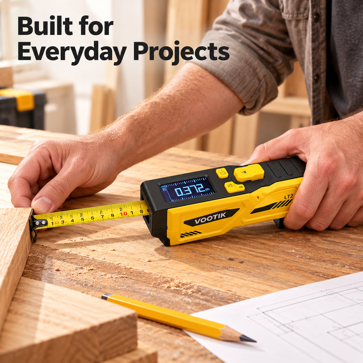 🔥 VOOTIK 3-in-1 Digital Tape Measure – Laser Alignment & Magnetic Design