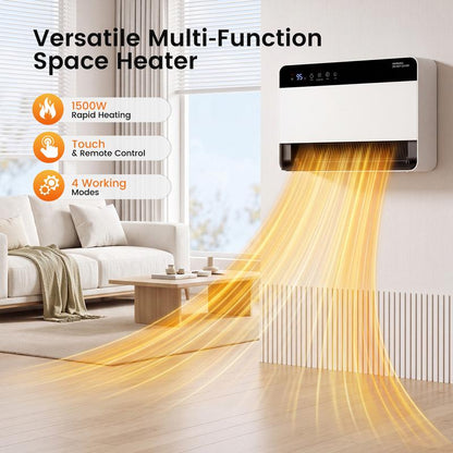 🔥 1500W Wall-Mounted Electric Heater 🏠 60° Swing & Remote Control