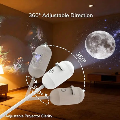 2-in-1 Galaxy Projector Night Light | USB Mini Star & Moon Projector for Bedroom, Adjustable Brightness, 360° Projection