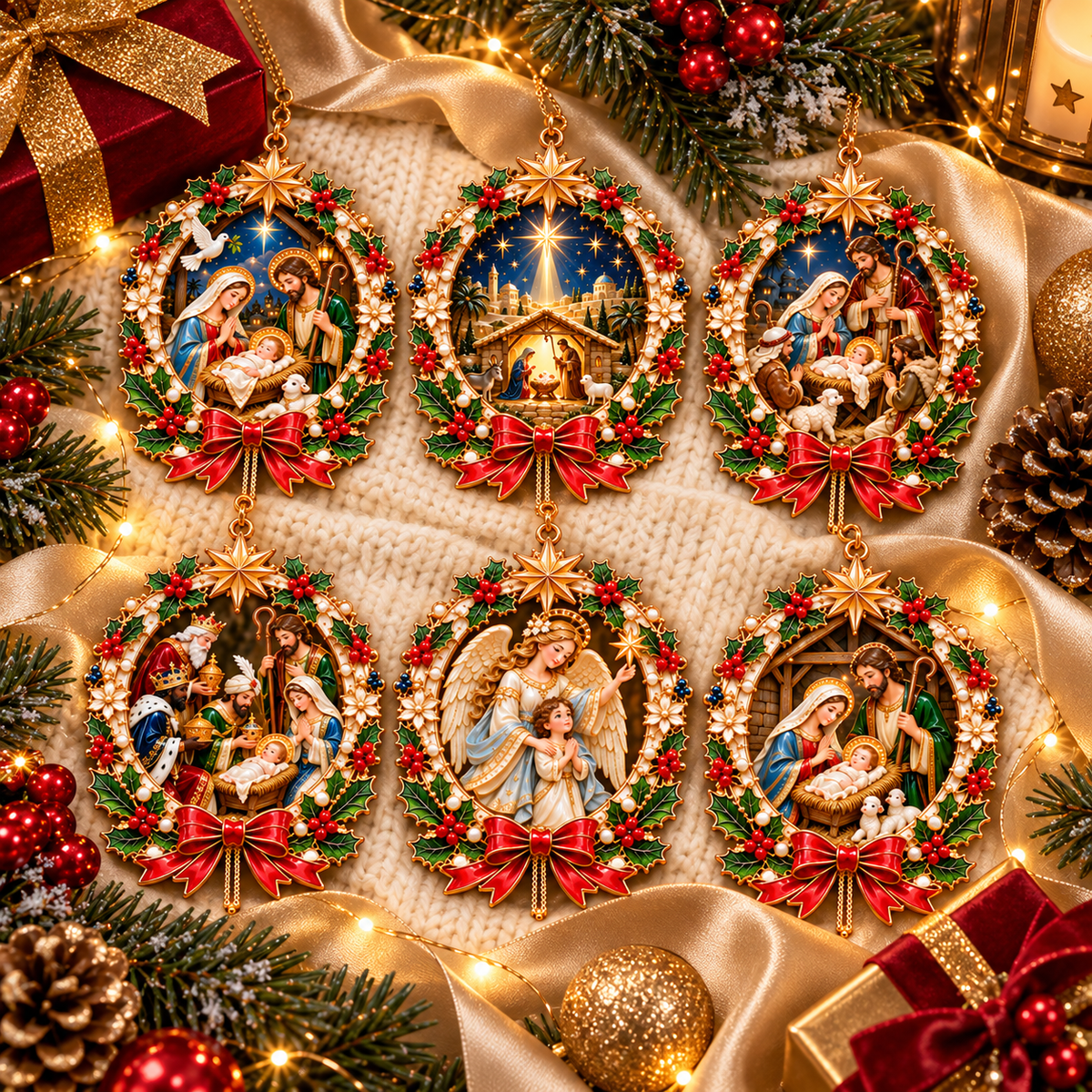 🎄 Sacred Christmas Nativity Tree Ornaments 6-Piece Set✝️