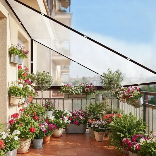 🌿Clear Waterproof PE Tarp, Transparent Outdoor Cover with Metal Grommets