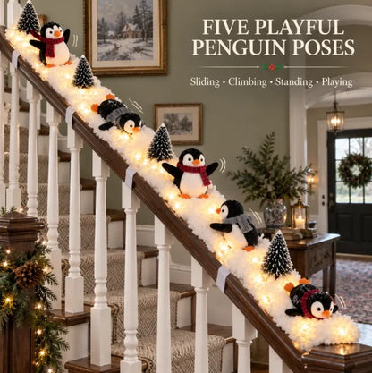 🎁 Christmas Best Seller – Adorable Lighted Penguin Staircase Decor 50% OFF 🐧💡