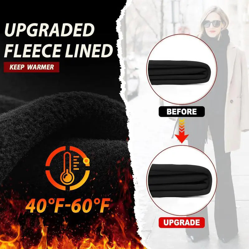 🔥 Women’s Fleece-Lined Flare Leggings with Pockets – High-Waisted Thermal Bell Bottom Pants