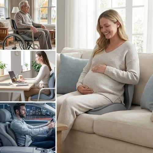 Ergonomic Memory Foam Seat & Back Cushion for All-Day Comfort🪑