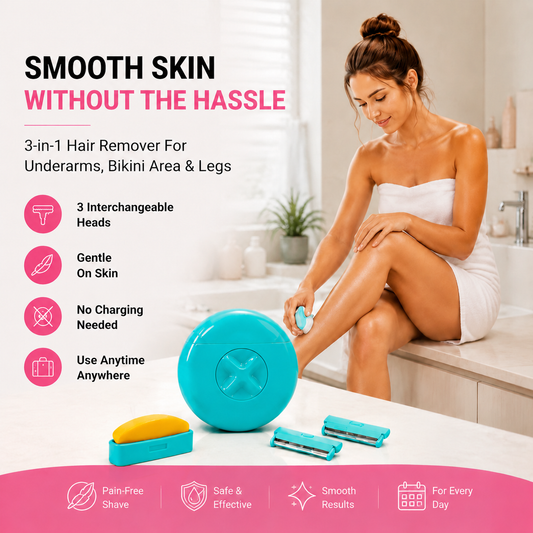 3-in-1 Women’s Hair Remover | Gentle Full Body Razor for Underarms, Bikini Area & Sensitive Skin