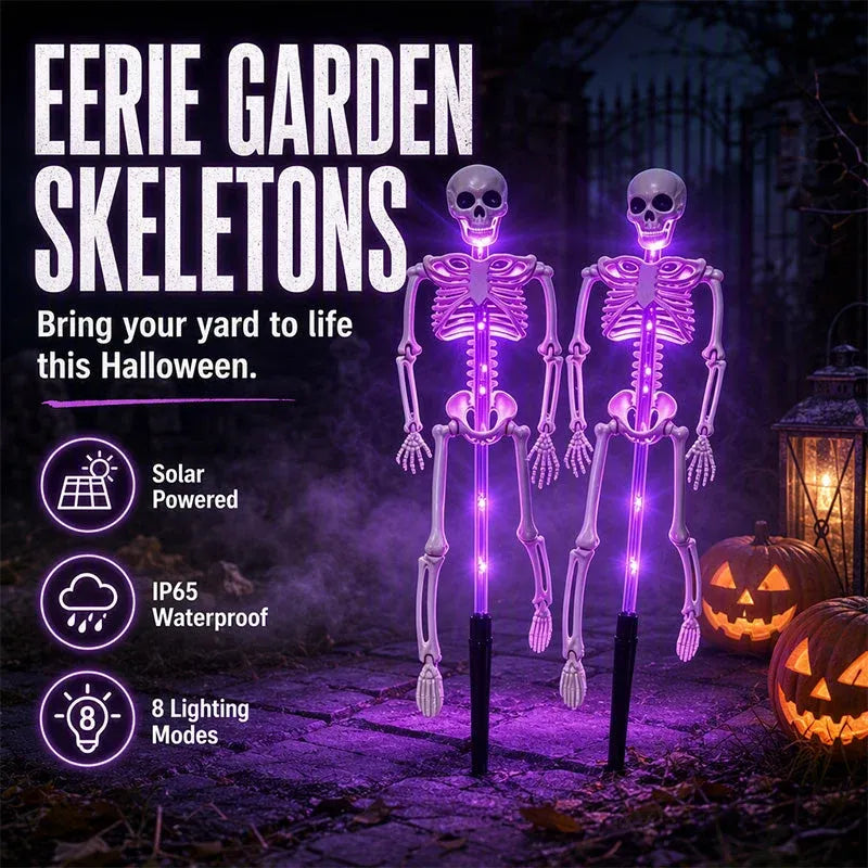 🎃 LIMITED TIME 50% OFF 🦴 Halloween Skeleton Solar Lights ✨ Create A Spooky Glow For Your Yard Tonight