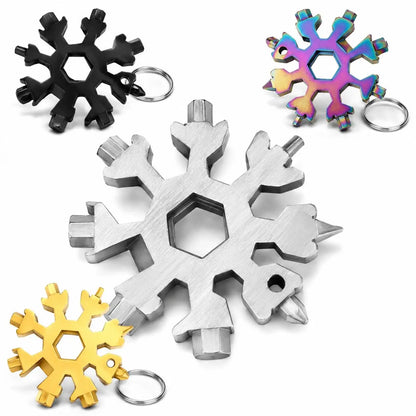 🔥 50% OFF 4 Pack-18-in-1 Snowflake Multi-Tool 🔧 Pocket Wrench, Screwdriver & Opener