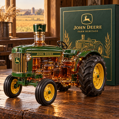 🚜 Farm Heritage Tractor Collector’s Bottle 🌾 Green & Gold Gift Box