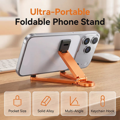 💯🔥HOT SALE 50% OFF🎁📱 Ultra-Compact Foldable Aviation Aluminum Keychain Phone Stand with Carabiner Clip ⚡