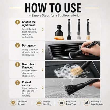 🔥 LIMITED-TIME 50% OFF! 🚗 4-Piece Car Detailing Brush Set – Clean Every Corner Without Scratches ✨