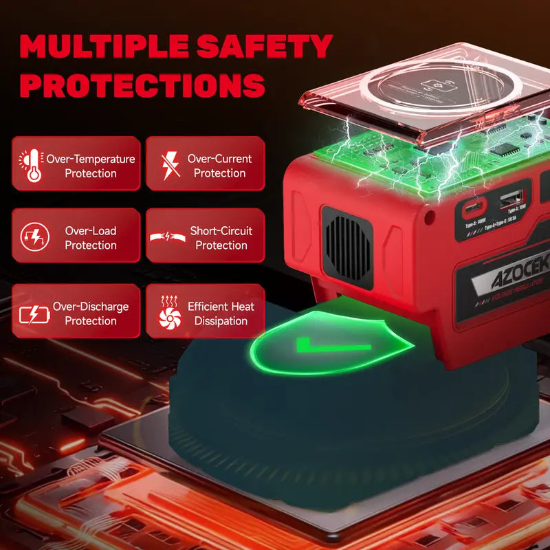 ⚒️Adjustable DC Power Hub for Milwaukee M18 Batteries | XT60, USB-C & Wireless Charging⚒️