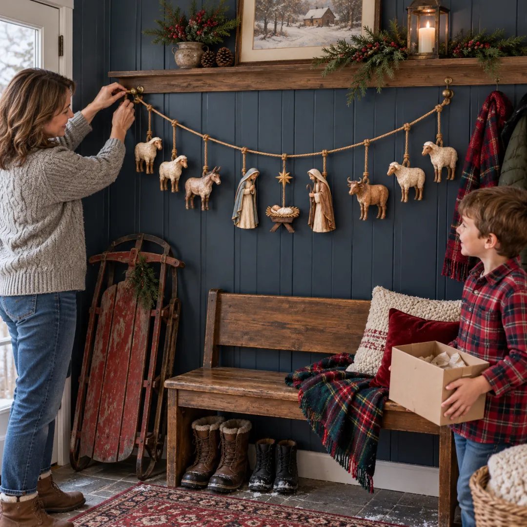 Handcrafted Wooden Nativity Garland