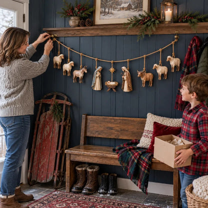 Handcrafted Wooden Nativity Garland
